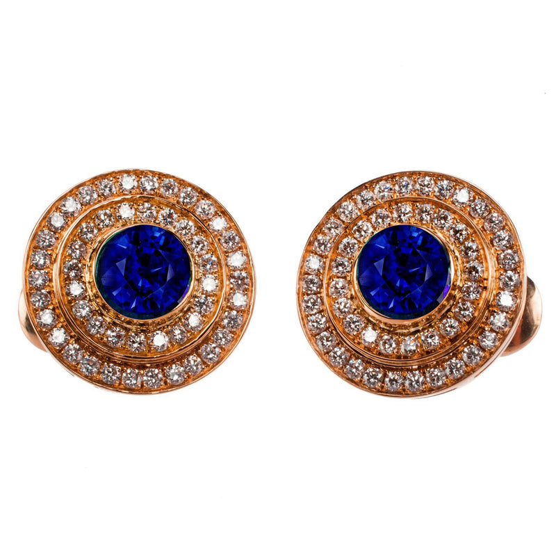Double Halo Sapphire Earrings