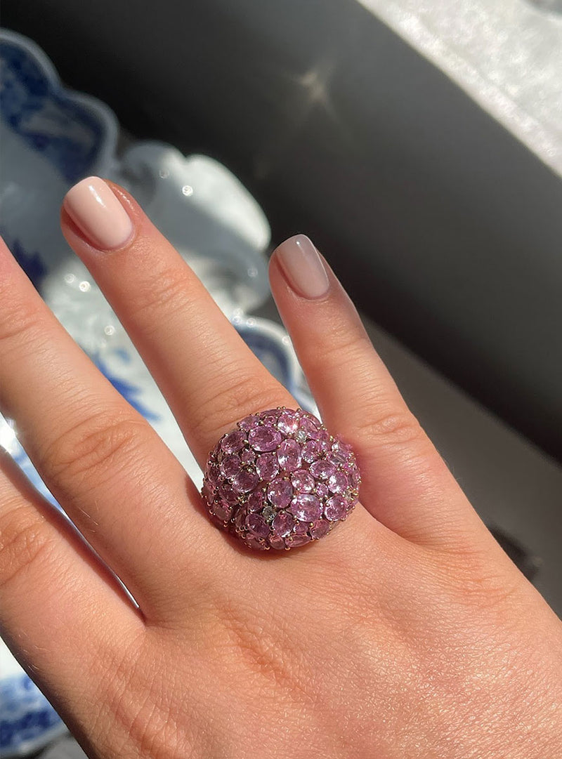 Vintage Pink Sapphire & Diamond “Bombe” Ring