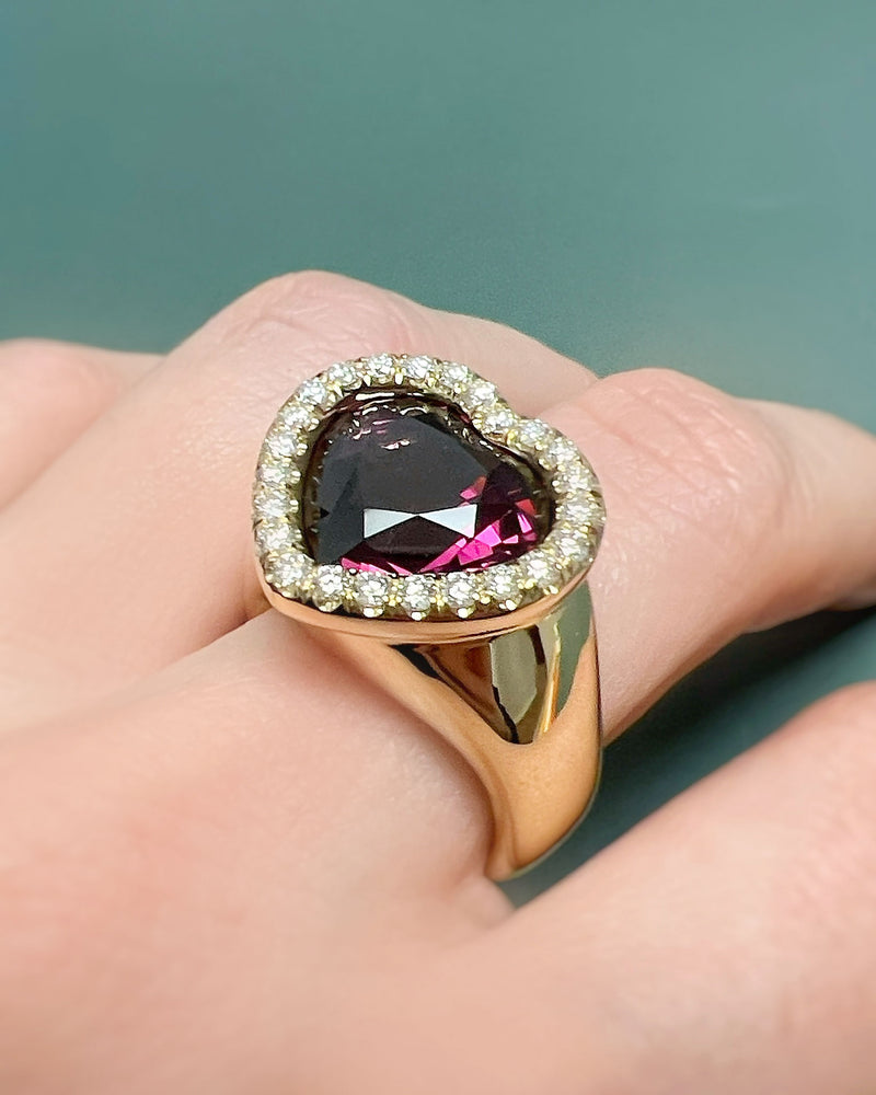 Purple-Pink Garnet & Diamond Sloan Ring