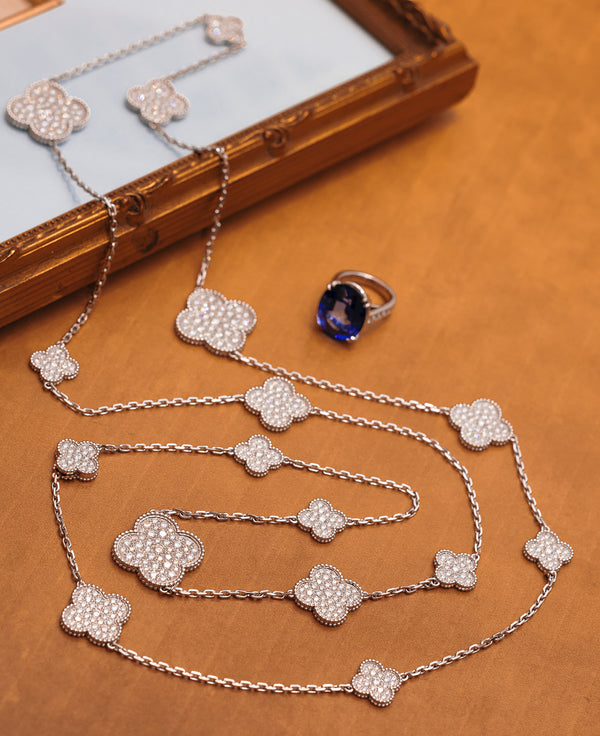 Vintage Van Cleef & Arpels “Magic Alhambra”  16 Motif Pavé Diamond Necklace