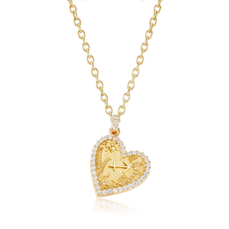 Classic Diamond Leo Zodiac Memoir Heart Locket