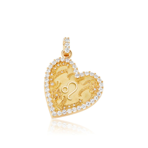 Classic Diamond Leo Zodiac Memoir Heart Locket