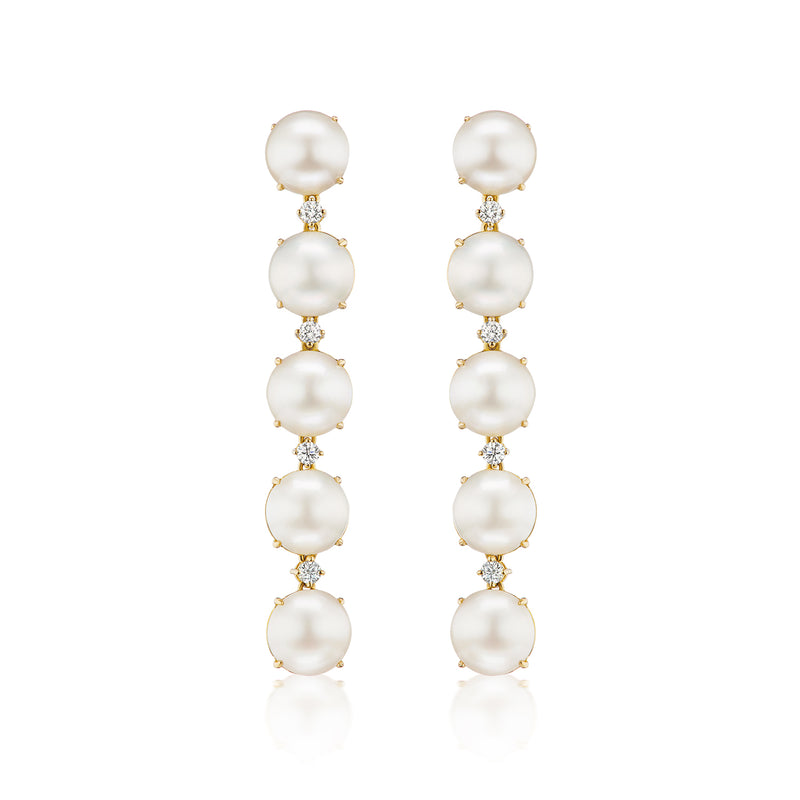South Sea Pearl, Diamond and Sapphire Drop Earrings - King Street Design