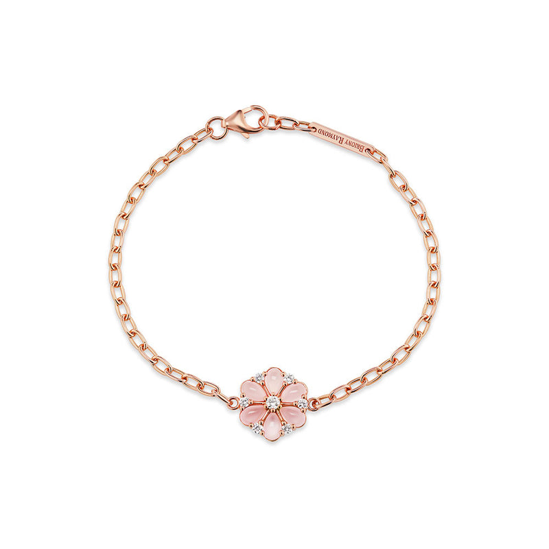 Rose Quartz & Diamond Confetti Cluster Bracelet