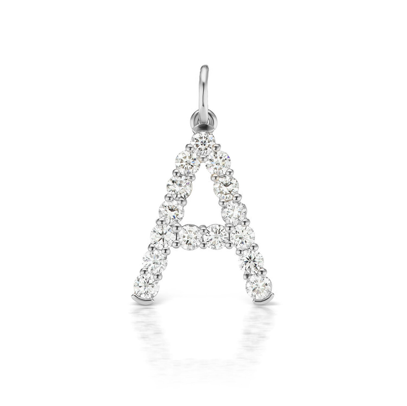 Roberto Coin Diamond Letter Necklace in 18kt White Gold