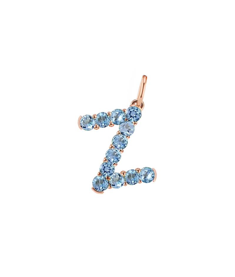 Confetti Blue Topaz Letter Pendant