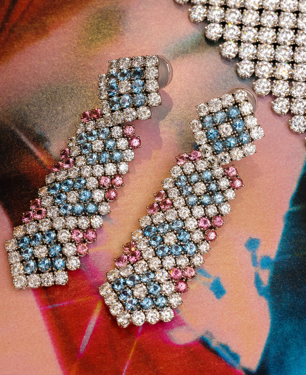 Diamond, Aquamarine & Pink Tourmaline Earrings