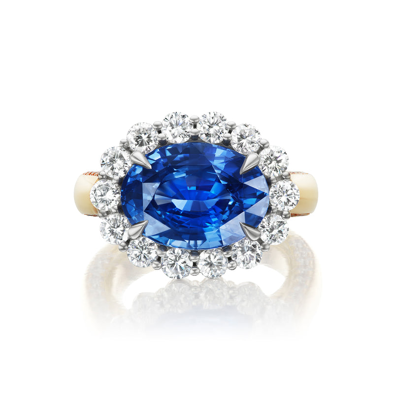 Sapphire & Diamond Oval Cut Ring