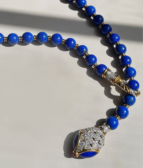 Harry Winston Lapis & Diamond Necklace