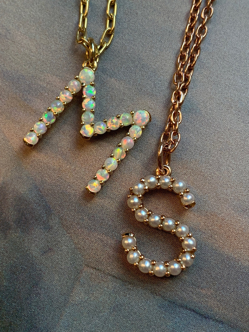 Confetti Opal Letter Pendant