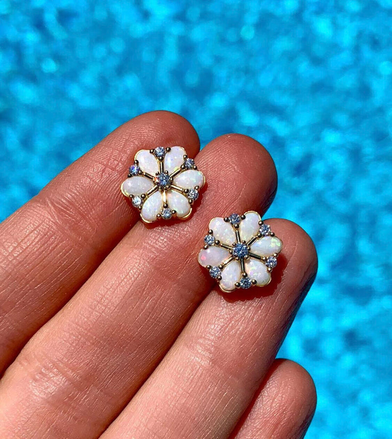 Confetti Cluster Opal & Diamond Earrings