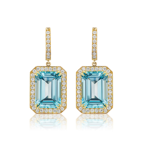 Constellation Sky Blue Topaz & Diamond Earrings