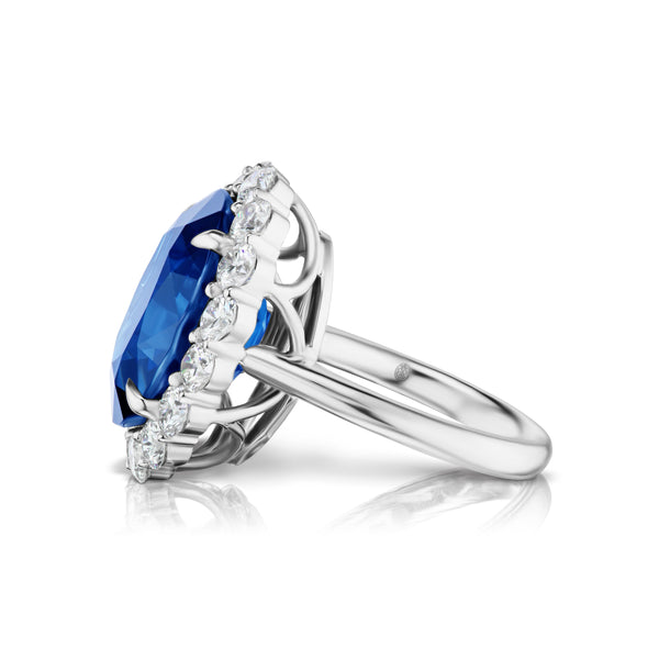 Halo Sapphire and Diamond Ring