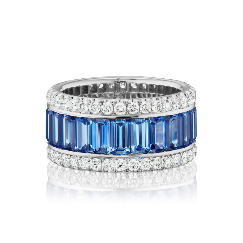 Sapphire and diamond halo eternity ring Clearance