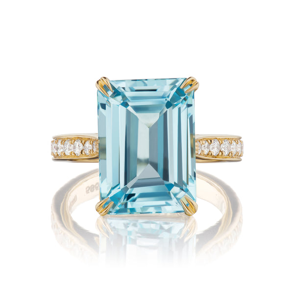 Delphina Sky Blue Topaz & Diamond Ring
