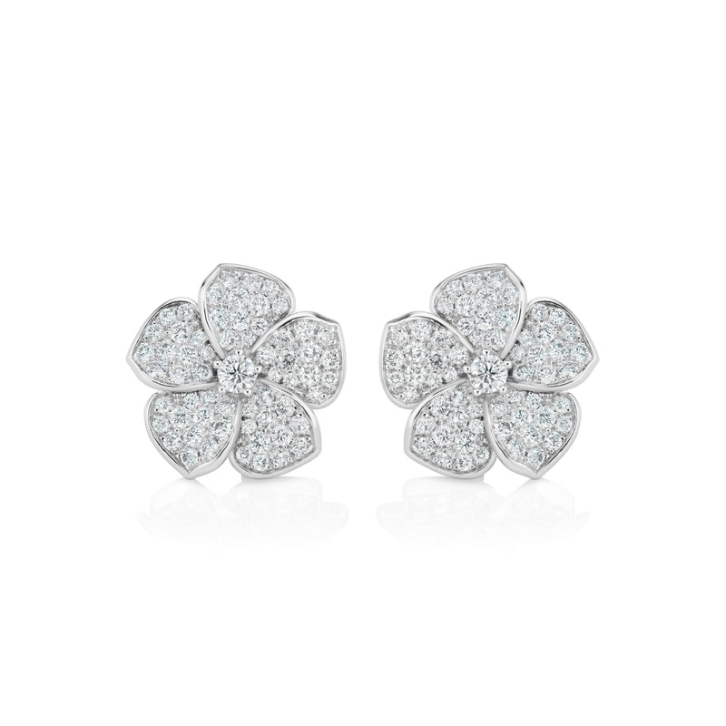 The Cluster Clover Diamond Studs Four Petals Drenched in Pave Diamond