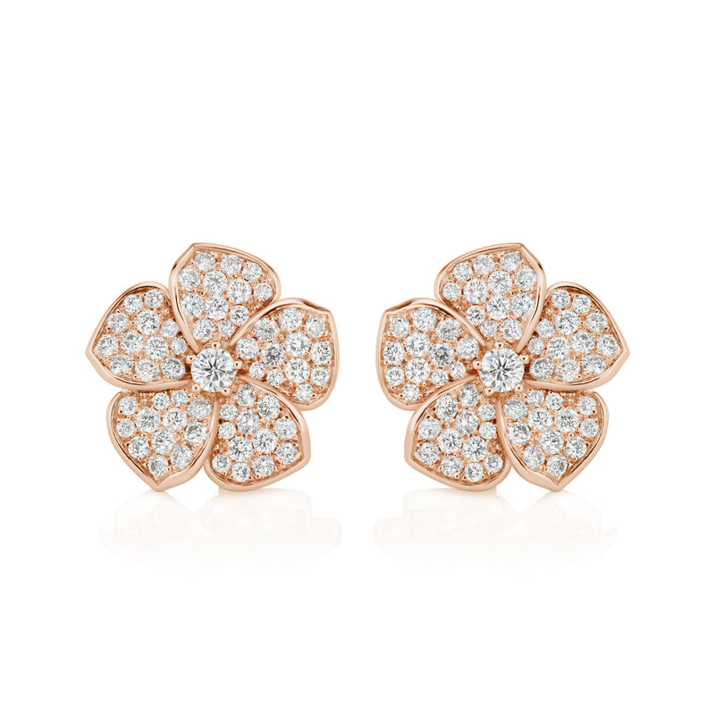 Plumeria Diamond Earrings, large