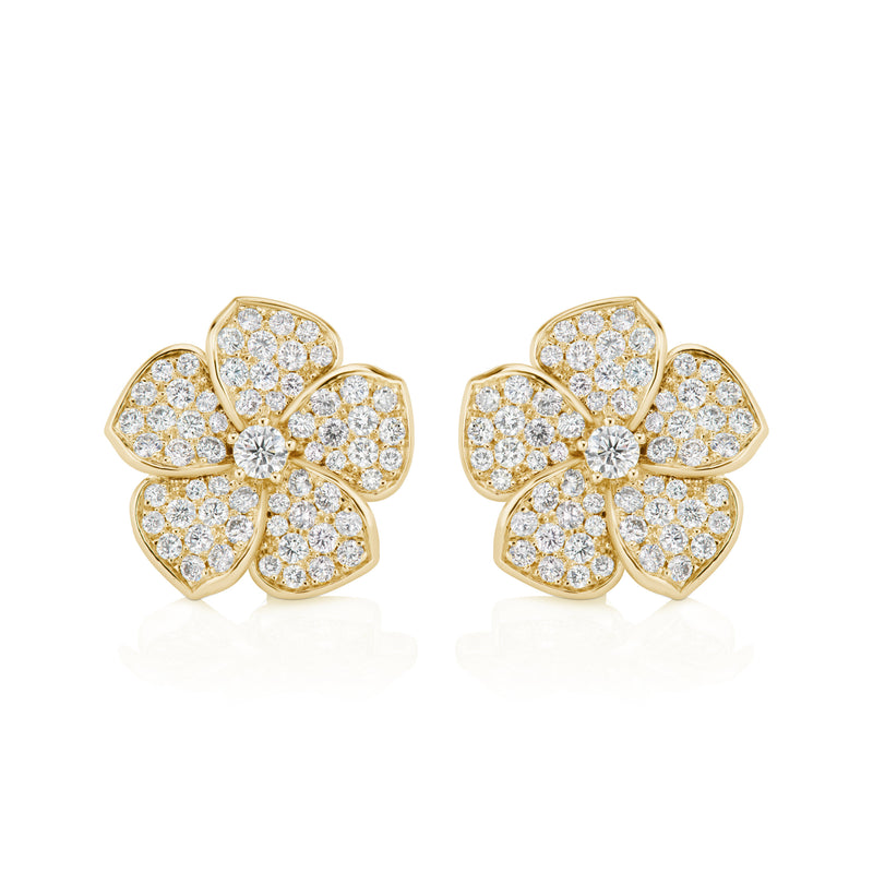 Plumeria Diamond Earrings, large