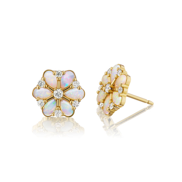 Confetti Cluster Opal & Diamond Earrings