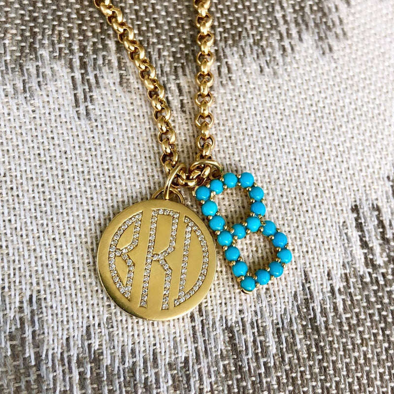 Monogram diamond pendant necklaces Clearance