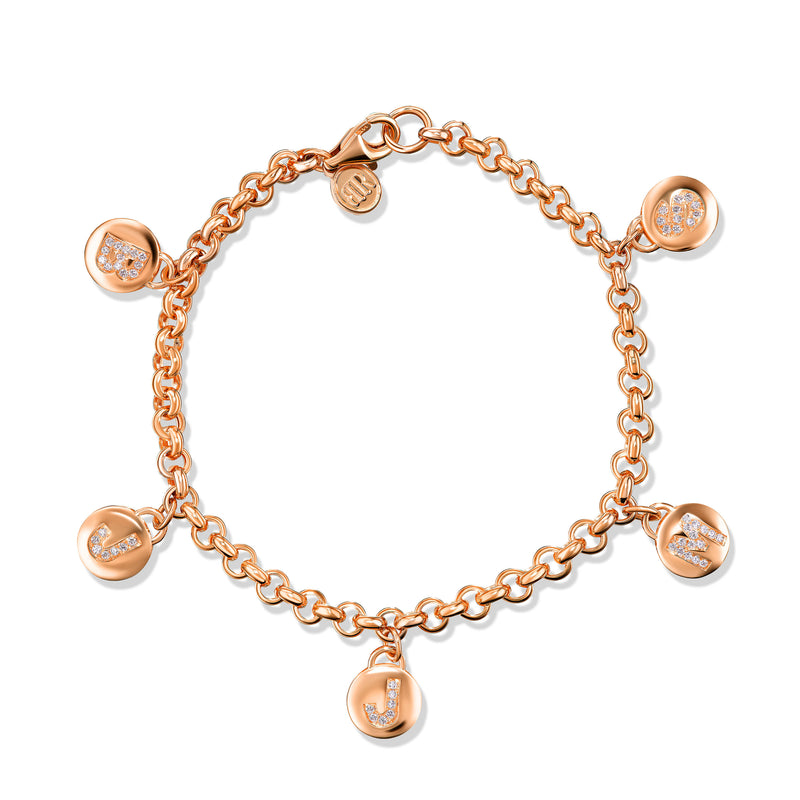 Diamond initial charm bracelet Clearance