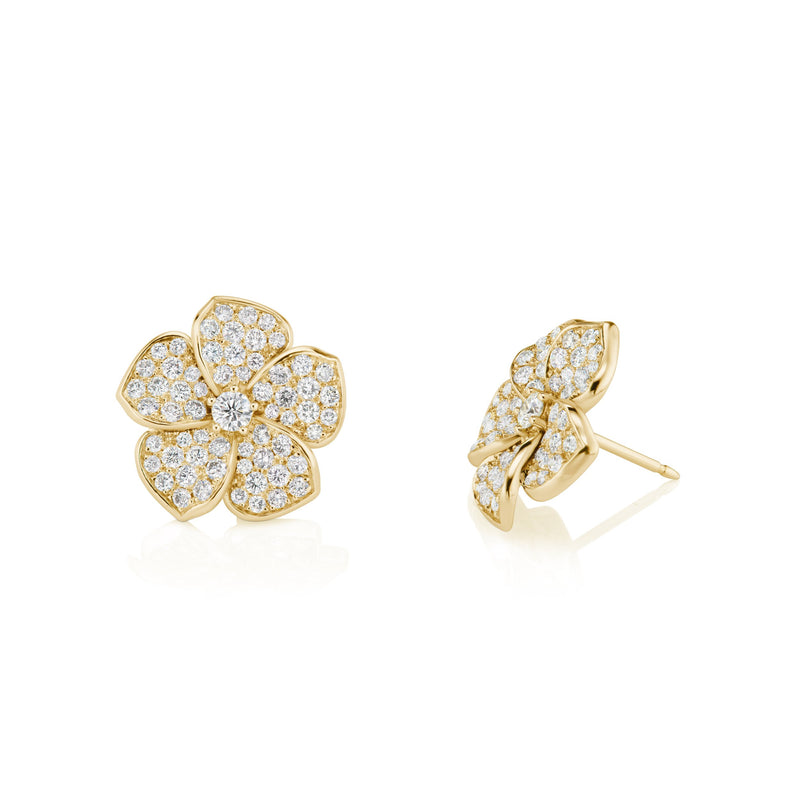 Plumeria Diamond Earrings, medium
