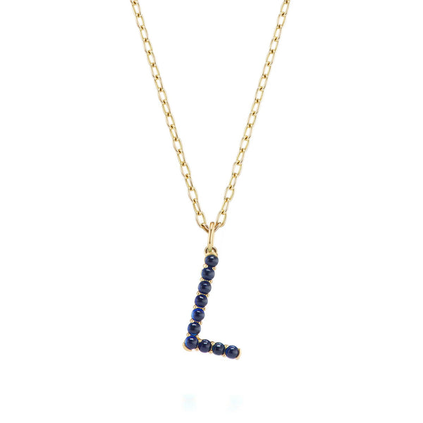 Large Confetti Sapphire 'L' Letter Pendant